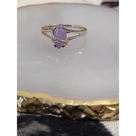 VTG Avon Sterling Silver Ring Lavender Jade 925 Size 5.75 Gemstone Jewelry - Picture 4 of 8